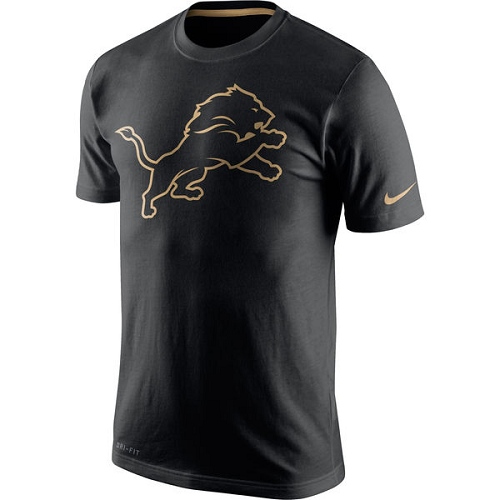 NFL Men's Detroit Lions Nike Black Championship Drive Gold Collection Performance T-Shirt